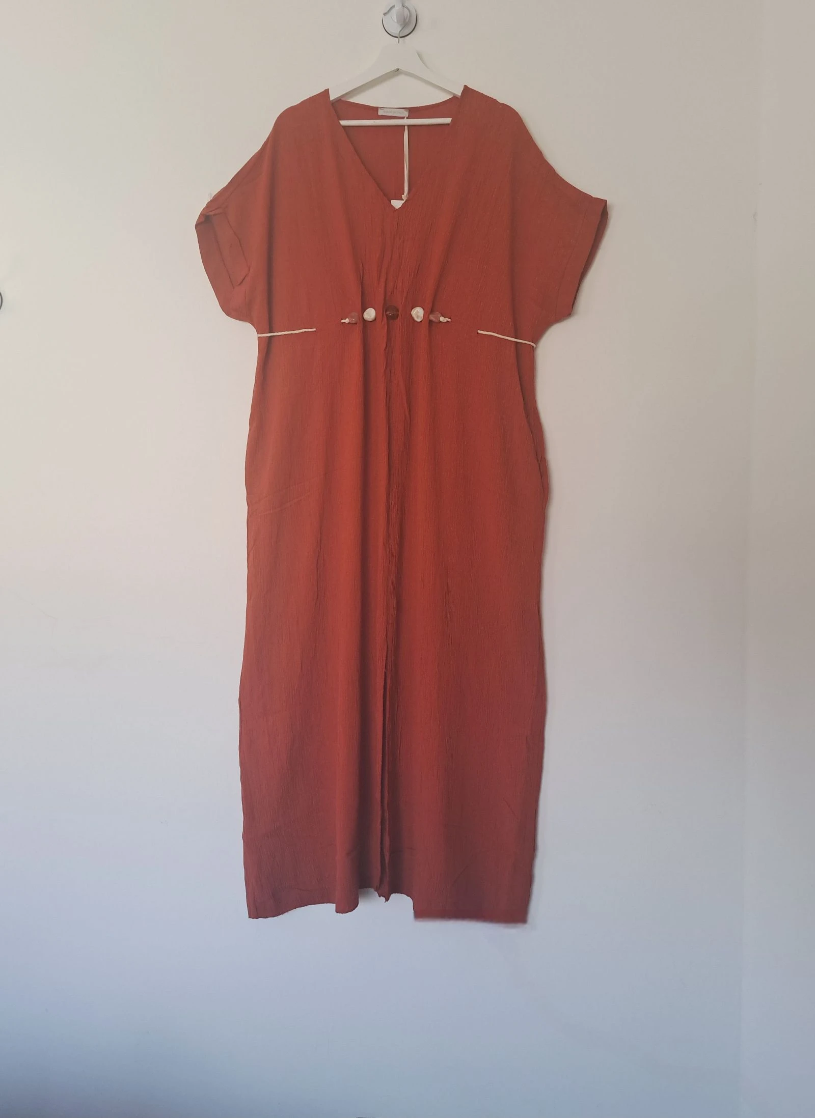 Oversized Terracotta Dress • Adjustable Belt • Pockets • One Size • Timeless Minimal Style